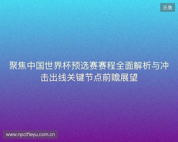 聚焦中国世界杯预选赛赛程全面解析与冲击出线关键节点前瞻展望